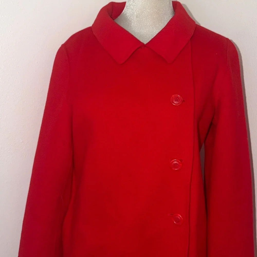 Bloomingdale’s red cashmere wool blend pea coat 8 medium m - Picture 4 of 9